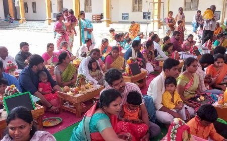 శ్రీ బీచుపల్లి కోదండ రామాలయం జ్ఞాన సరస్వతి ఆలయంలో సామూహిక అక్షరాభ్యాసం.