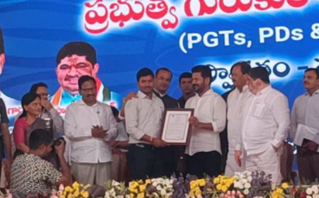 ముఖ్యమంత్రి రేవంత్ రెడ్డి చేతుల మీదుగా గురుకుల కళాశాల ఫిజికల్ డైరెక్టర్ గా నియామక పత్రం అందుకున్న  శోభన్ బాబు