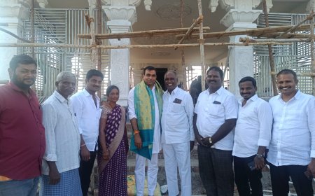 నూతన దేవాలయానికి విరాళంగా 50వేలు ఆర్థిక సాయం టిపిసిసి రాష్ట్ర చామల కిరణ్ కుమార్ రెడ్డి