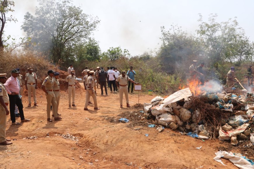 డిస్ట్రిక్ట్ డ్రగ్ డిస్పోజల్ కమిటీ ఆధ్వర్యంలో 11,545 (11.5 టన్నులు) కేజిల నిషేధిత గంజాయి దహనం