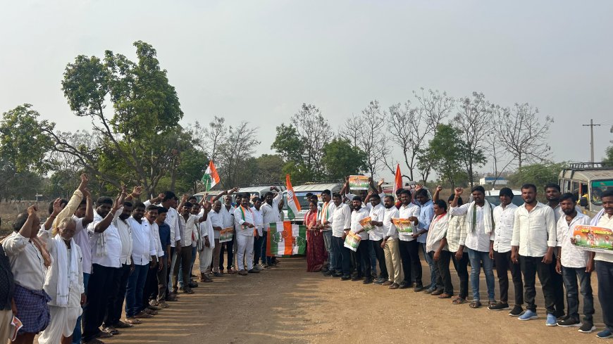 భారీగా బయలుదేరిన కాంగ్రెస్ శ్రేణులు