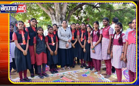 గ్రంథాలయ వారోత్సవాల సందర్భంగా విద్యార్థినులకు ముగ్గుల పోటీలు