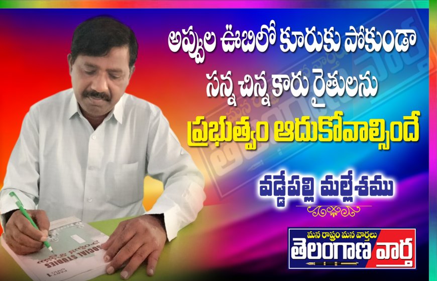 అప్పుల ఊబిలో కూరుకు పోకుండా సన్నచిన్న కారు రైతులను ప్రభుత్వం ఆదుకోవాల్సిందే.