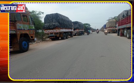 ట్రాఫిక్కు ఇబ్బందిగా మారిన లారీలు