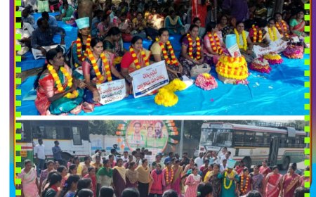 బతుకమ్మ పాటల తో నిరసన తెలిపిన యాదాద్రి భువనగిరి జిల్లా సమగ్ర శిక్షణ ఉద్యోగులు