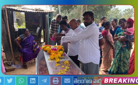 పార్థివ దేహానికి నివాళులర్పించిన కాంగ్రెస్ పార్టీ నల్గొండ జిల్లా డిసిసి అధ్యక్షులు శంకర్ నాయక్