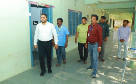 ఇంటర్ పరీక్ష కేంద్రాన్ని తనిఖీ చేసిన కలెక్టర్