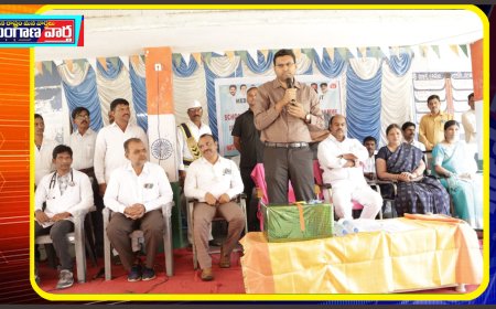 కంటి సమస్యలతో ఇబ్బంది పడుతున్న పాఠశాల విద్యార్థులకు కంటి అద్దాలు పంపిణీ చేసిన జిల్లా కలెక్టర్ బి.యం. సంతోష్