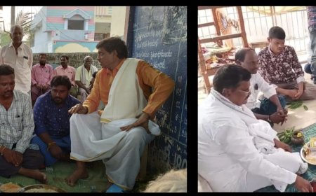 ఉగాది నూతన సంవత్సరలో పంచాంగం చూయించుకుంటున్న గ్రామస్తులు