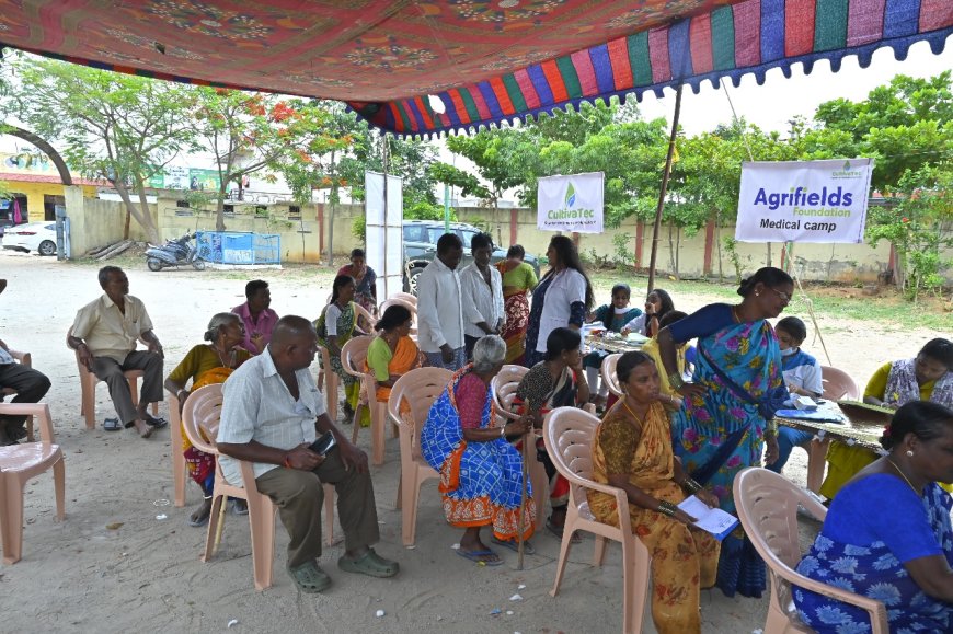 శామీర్‌పేట్‌లోని పొన్నాల గ్రామంలో అగ్రిఫీల్డ్స్ ఫౌండేషన్ సమగ్ర ఆరోగ్య పరీక్షల కార్యక్రమాన్ని నిర్వహిస్తోంది