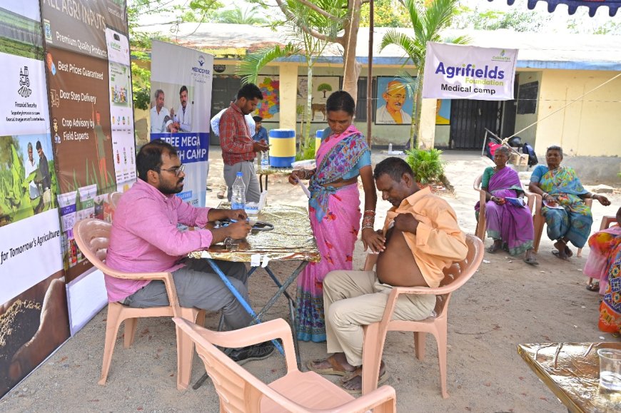 శామీర్‌పేట్‌లోని పొన్నాల గ్రామంలో అగ్రిఫీల్డ్స్ ఫౌండేషన్ సమగ్ర ఆరోగ్య పరీక్షల కార్యక్రమాన్ని నిర్వహిస్తోంది