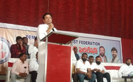 పెద్దపల్లి జిల్లాలో డి జే ఎఫ్ 5వ రాష్ట్ర మహాసభకు హాజరైన మంత్రి శ్రీధర్ బాబు