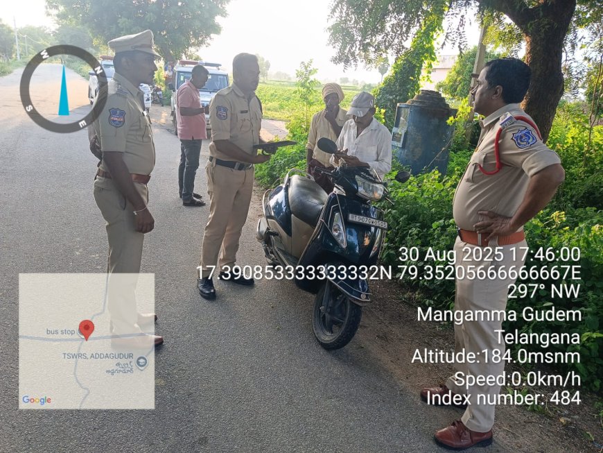 అడ్డగూడూరు మండల కేంద్రంలో వాహనాలను ఆకస్మిక తనిఖీ