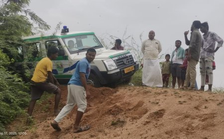 ఆంబులెన్స్ డ్రైవర్ నిర్వాహకం... అదుపుతప్పిన ఆంబులెన్స్