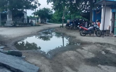 ఇండ్ల మధ్యలో నిలిచిన నీరు దుర్వాసన భరించలేని గ్రామ ప్రజలు 