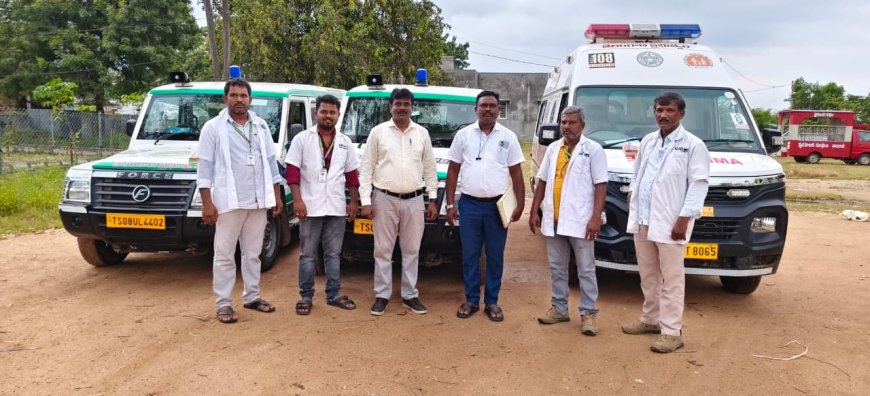 108 102 అంబులెన్స్ ను తనిఖీ చేసిన నేషనల్ క్వాలిటీ ఆడిటర్ జి వెంకటేశ్వర్లు