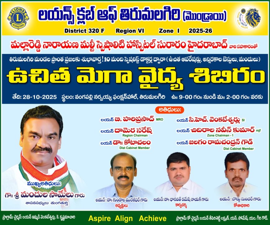 లయన్స్ క్లబ్ ఆధ్వర్యంలో ఉచిత వైద్యం సద్వినియోగం చేసుకోండి
