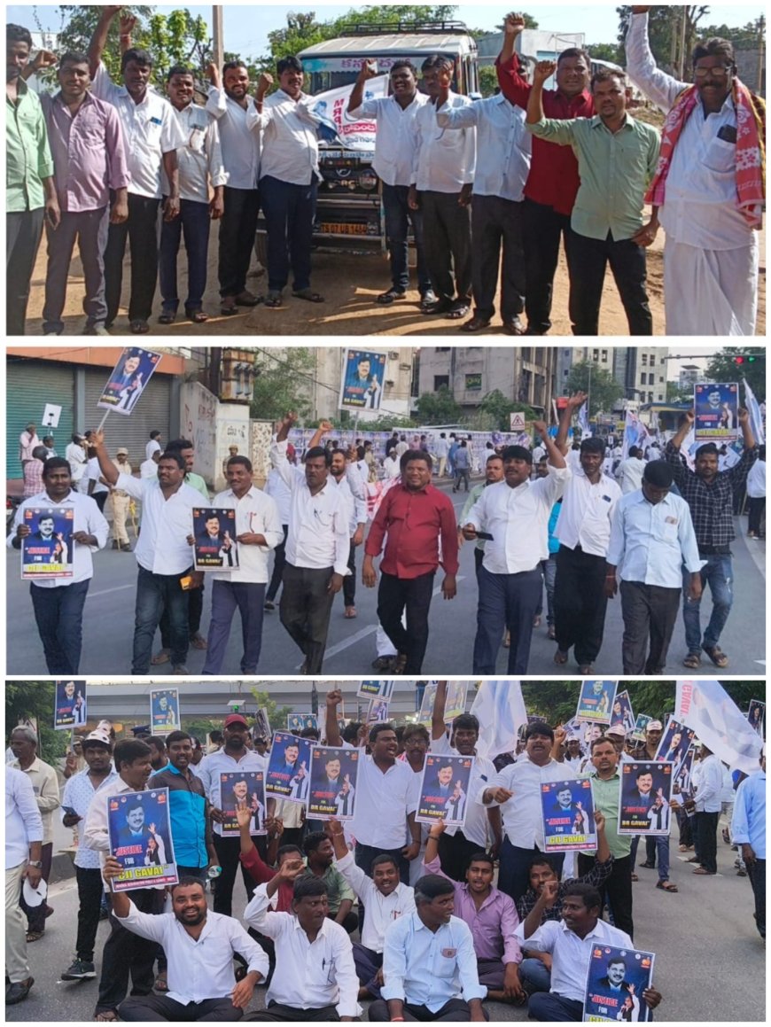 సుప్రీంకోర్టు ప్రధాన న్యాయమూర్తి సిజేఐ బిఆర్ గవాయి కోసం కదిలిన చిన్నంబావి మండల పద్మశ్రీ మంద కృష్ణ మాదిగ గారి సైన్యం