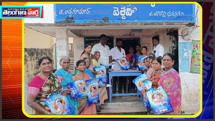 వెల్దేవి గ్రామంలో ఇందిరమ్మ చీరల పంపిణీ