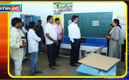 కలెక్టర్ హనుమంతరావు మూడవ విడుత పోలింగ్ కేంద్రాలను పరిశీలన