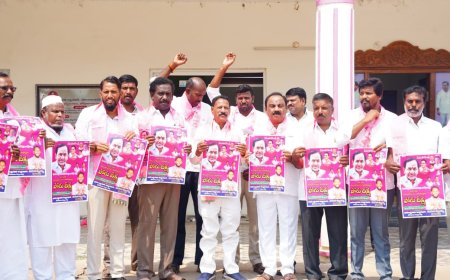 పోరు దీక్ష పోస్టర్ ను ఆవిష్కరించిన జిల్లా పార్టీ నాయకులు