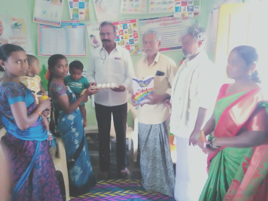 అంగన్వాడి కేంద్రంలో వీహెచ్ ఎన్ డి ప్రోగ్రాం కి హాజరైన సర్పంచ్ కొత్త వెంకట్ రెడ్డి