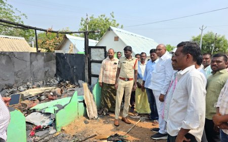 సంగాల గ్రామంలో ప్రమాదవశాత్తు గుడిసె దగ్ధం