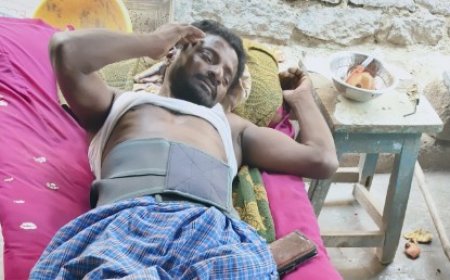 తాటి చెట్టు పైనుండి కాలుజారి కింద పడ్డ వ్యక్తికి గాయాలు