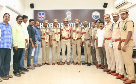 పదవీ విరమణ పొందిన ఆరుగురు పోలీసు అధికారులను ఘనంగా సత్కరించిన జిల్లా పోలీస్ కార్యాలయ అధికారులు