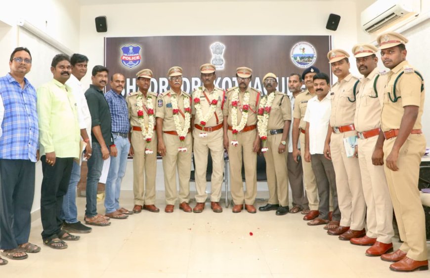 పదవీ విరమణ పొందిన ఆరుగురు పోలీసు అధికారులను ఘనంగా సత్కరించిన జిల్లా పోలీస్ కార్యాలయ అధికారులు