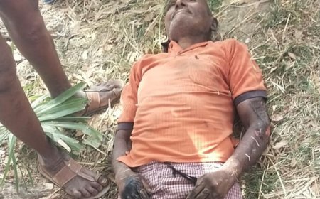 వరి కొయ్య మంటల్లో చిక్కుకొని రైతు మృతి