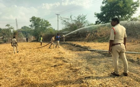 రగులుతున్న వరి కొయ్యల మంటలు