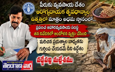 పేరుకు వ్యవసాయ దేశం  ఆరోగ్యదాయక తృనధాన్యాల ఉత్పత్తిలో మాత్రం అధమ స్థానంలో...