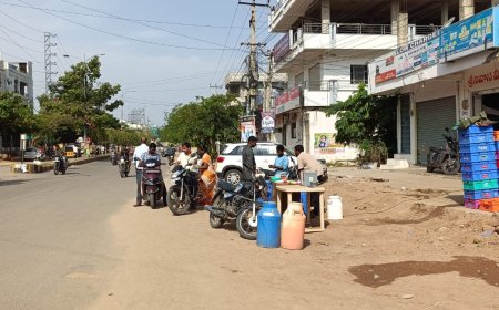 రోడ్డుమీద ప్రైవేటు పాల వ్యాపారస్తులు.