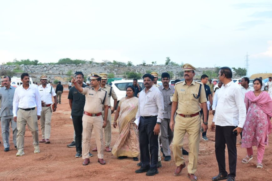 ముఖ్యమంత్రి పర్యటనకు బందోబస్తూ ఏర్పాట్లను పరిశీలించి అధికారులకు, సిబ్బందికి పలు సూచనలు చేసిన జిల్లా ఎస్పీ శ్రీ టి. శ్రీనివాస రావు, IPS