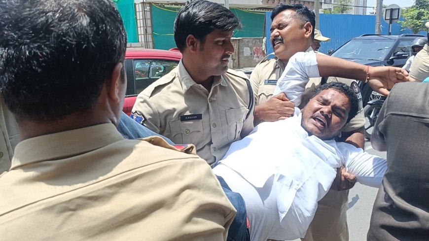 ఎసిబి ఆఫీస్ ముందు శివ నాయక్ ను అరెస్టు చేసిన పోలీసులు 