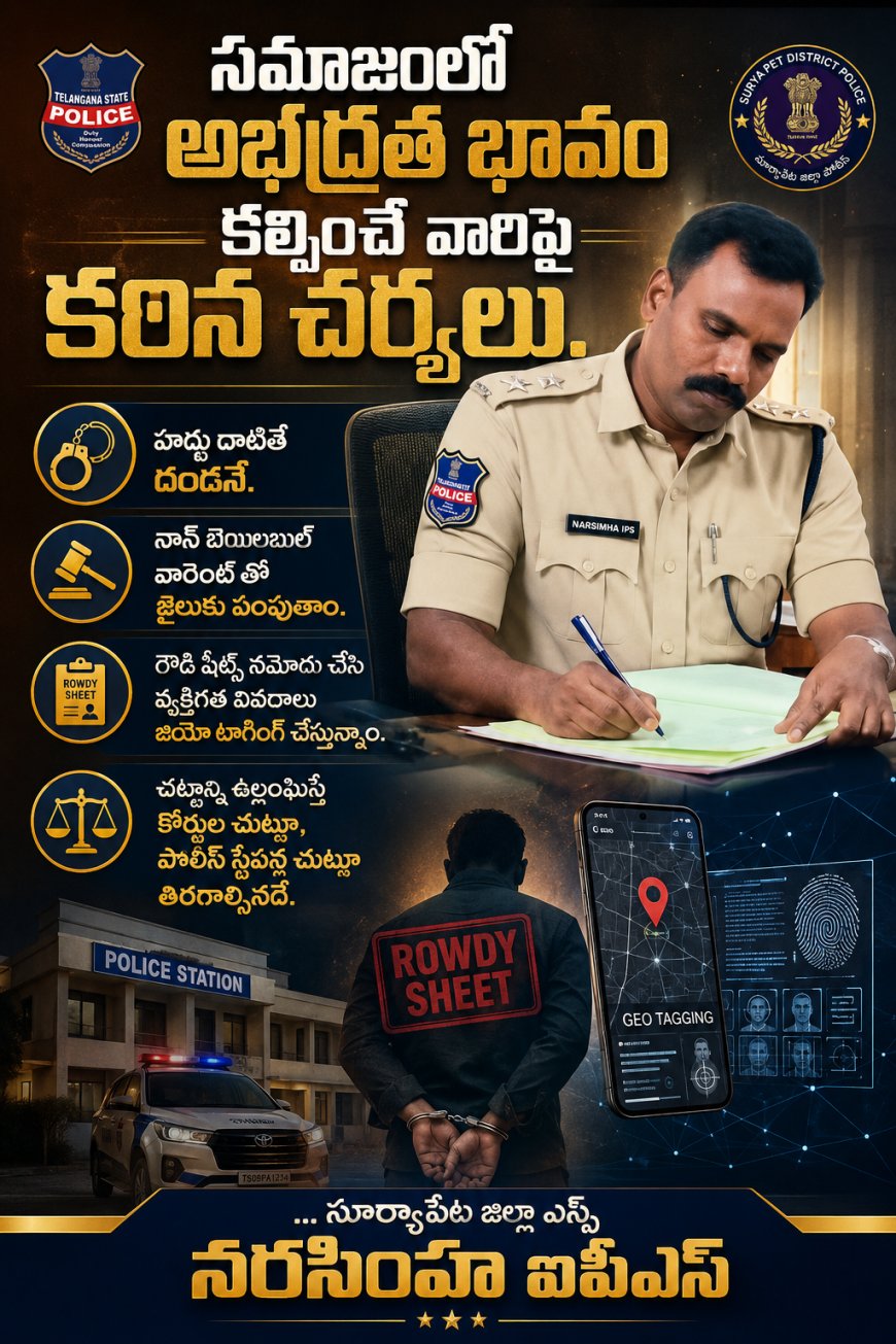 సమాజంలో అభద్రత భావం కల్పించే వారిపై కఠిన చర్యలు