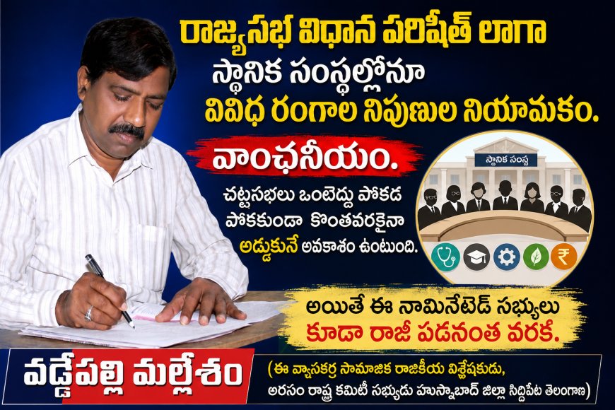 రాజ్యసభ విధాన పరిషత్ లాగా  స్థానిక సంస్థల్లోనూ  వివిధ రంగాల నిపుణుల నియామకం