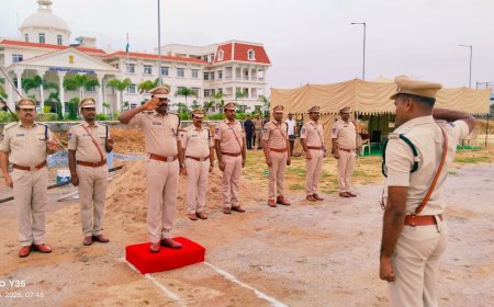 సూర్యాపేట పోలీస్ వారాంతపు కవాతు, పరిశీలించిన జిల్లా ఎస్పి నరసింహ ఐపిఎస్